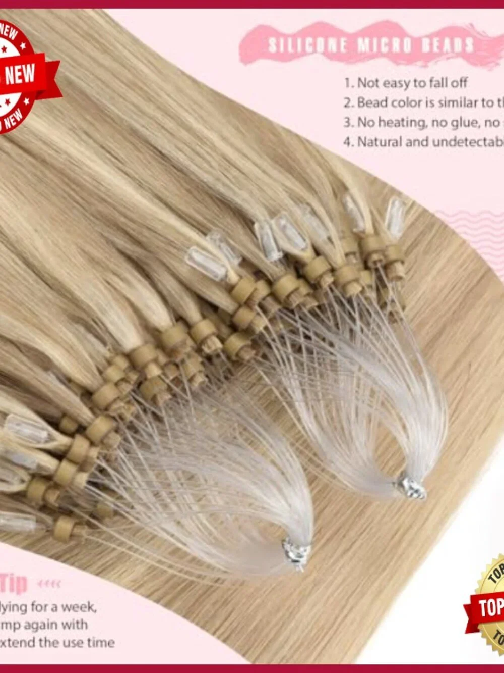 24 Inch Human Hair Extensions Micro Bead Loop 50g Pack Remy Quality